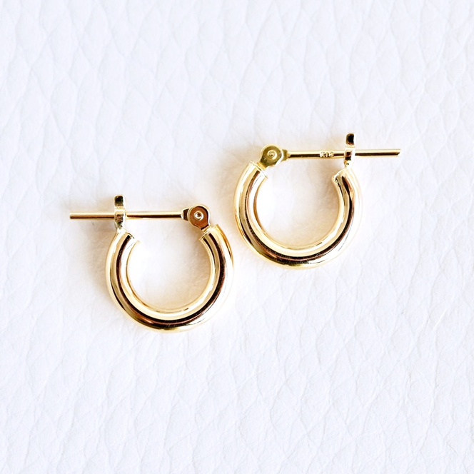 K18(18金) イエローゴールド 地金 フープ ピアス (直径10mm)シンプル 保証書付 SMK-2x10 242-020-a