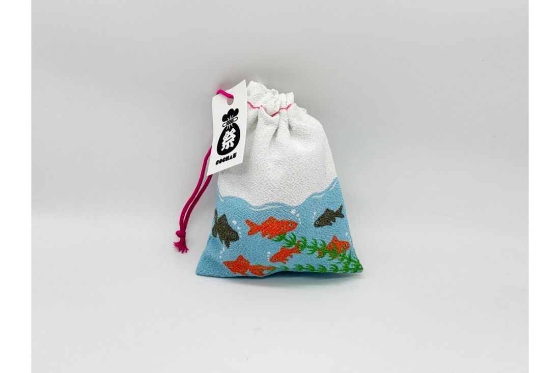丹後ちりめん 祭巾着(きんぎょ) サイズ:約17cm×13cm DZ00027-08