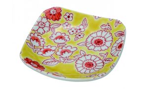 九谷焼　3号皿・フラワーシャワー黄色 5枚セット a01 民芸品 工芸品 焼き物 食器 172111_CY2302