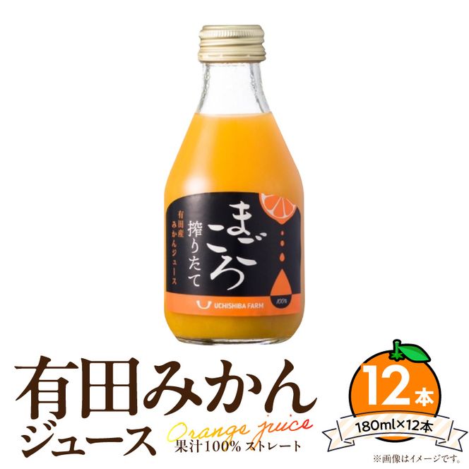 【まごころ搾りたて】有田みかん100%ジュース 180ml×12本_ZE6463