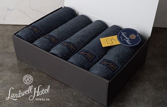 099H3244m 【母の日】【TVで紹介！】Landwell Hotel フェイスタオル 5枚 ネイビー ギフト 贈り物