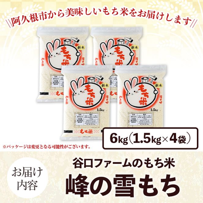 鹿児島県産のもち米 峰の雪もち(計6kg) 国産 餅米 ご飯 お米 餅つき お餅 おもち おはぎ お正月 年末 【谷口ファーム】akn064-29