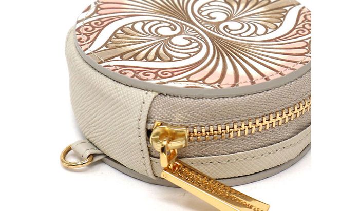 【文庫屋大関】マカロンポーチ ロカイユ＜ベビーピンク＞【皮革工芸品】 ポーチ ミニポーチ 小物入れ アクセサリー入れ イヤホン入れ 収納 保管ケース 手のひらサイズ  本革 革 皮革 工芸品 工芸 雑貨 ギフト プレゼント 日本製 東京