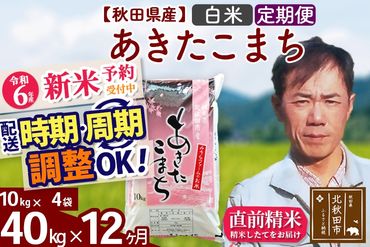 ※令和6年産 新米予約※《定期便12ヶ月》秋田県産 あきたこまち 40kg【白米】(10kg袋) 2024年産 お届け時期選べる お届け周期調整可能 隔月に調整OK お米 みそらファーム|msrf-11112