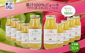 ポートランド リンゴ ジュース 飲み比べ 180ml 計30本 常盤色の瞳 ぶどう 浅黄色の愁 りんご ジュース 果汁 100％ ジュース ギフト セット 果汁100 葡萄 林檎 自然農園 お取り寄せ ギフト 果汁飲料 