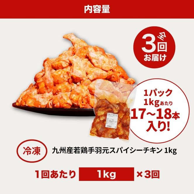 【訳あり】スパイシーチキン1kg×3回定期便 K16_T008