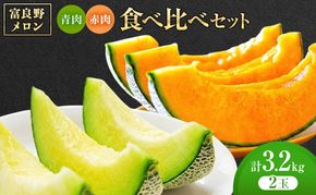 ＜2026年発送＞富良野メロン 赤肉/青肉 食べ比べセット 計2玉　約1.3kg～1.6kg [ メロン フルーツ 果物 北海道 富良野 ]