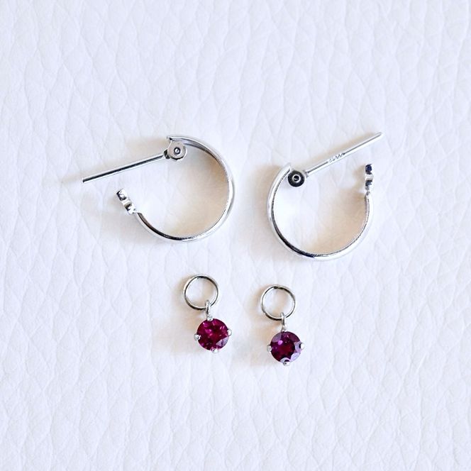 Pt900 プラチナ 2WAY ピアス 地金 ロードライトガーネット フープピアス(直径10mm) 保証書付 SMK-5249 SWAD098-rgnt