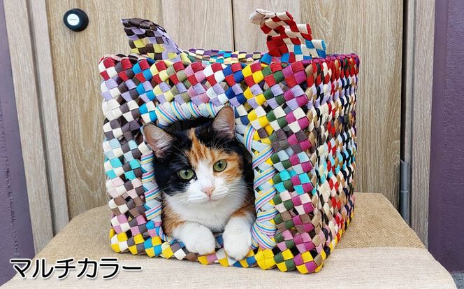 紙バンドで編んだおニャンコハウス（ねこちぐら）（完成品）