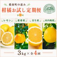 定期便 4回 4ヶ月 レモン ポンカン 美生柑 河内晩柑  柑橘 みかん 蜜柑 みしょうかん フルーツ 果物 くだもの ばんかん かんきつ ゼリー ジュース アイス マーマレード 旬 季節 限定 贈答 ギフト mikan ジューシー サラダ ピール 厳選 国産 愛媛 ご当地ブランド 愛媛県 愛南町 フルーツアイランド・マルエム直販