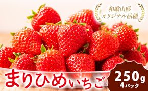 【先行予約】紀州和歌山ブランドいちご「まりひめ」約250g×4パック 約1kg 株式会社魚鶴《2026年3月上旬-3月下旬頃より出荷予定》和歌山県 日高川町 いちご 苺 まりひめ フルーツ 果物 スイーツ 送料無料---wshg_cuot98_3j3g_24_17000_4p---