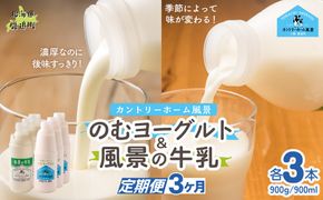 【定期3ヶ月】のむヨーグルト900g 風景の牛乳900ml 各3本 SKB100