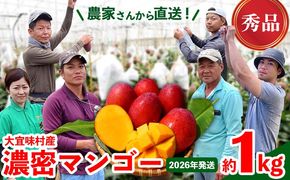 【2026年発送】濃密マンゴー《秀品・約1kg》大宜味村農家さんから直送 秀品 先行予約 沖縄 甘味 糖度 濃厚 おいしい お土産 まんごー アーウィン 果物 くだもの 果実 送料無料 ふるさと納税 １キロ トロピカル 箱入り 食べ物 フルーツ