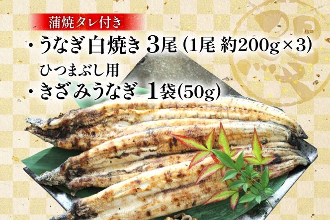 うなぎ 鰻 白焼き 3尾 たれ付き [オーチャンズ 宮崎県 美郷町 31bn0002] ウナギ 国産 蒲焼のたれ 付き タレ たれ 蒲焼 蒲焼き