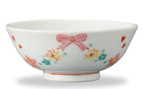 九谷焼プチ飯碗　リボン　前田敦子作 a02 焼き物 民芸品 工芸品 インテリア 食器 茶碗 