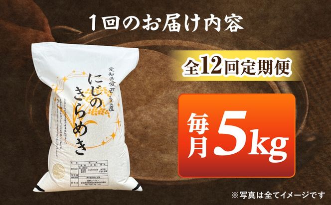 【12回定期便】 にじのきらめき 白米 5kg 米 お米 ご飯 愛西市 / 脇野コンバイン 【配達不可：離島】[AECP044]