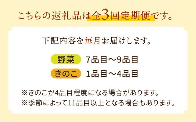 【毎月コース】野菜 キノコ 10品目以上 詰め合わせ 3回定期便 / 野菜定期便 やさい定期便 きのこ セット 定期便 / 南島原市 / 吉岡青果[SCZ022]