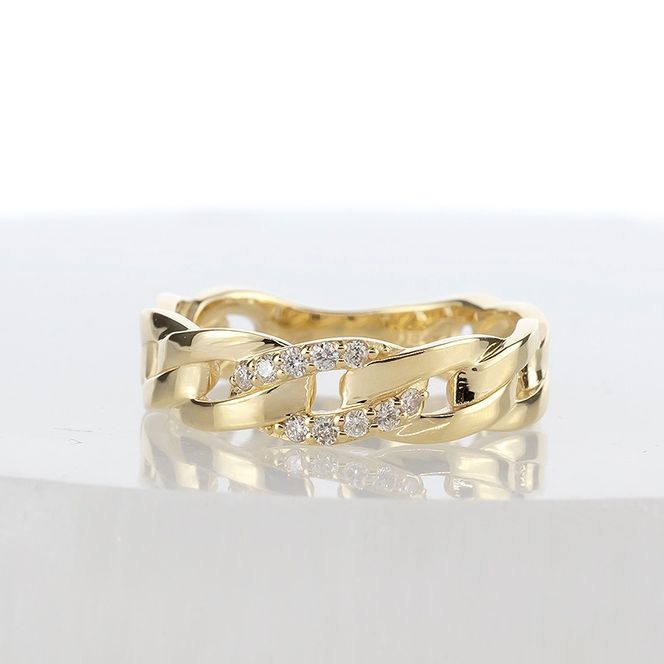 18金 リング レディース 喜平 ダイヤモンド k18 指輪 ゴールド 太め シンプル 平打ち 平角 ダイヤ 0.1ct イエローゴールドK18 18k ピンキーリング ジュエリー 普段 使い 人気 250117hy400ｙ SWAA242