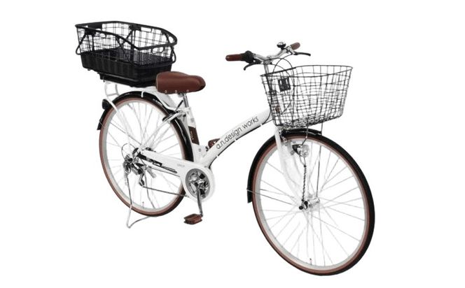 099X375-1 a.n.designworks/ STYLE KIX CITY276 リアバスケット付 ホワイト【27型 自転車 完成品 組み立て不要 アウトドア サイクリング じてんしゃ 通勤 通学 新生活】
