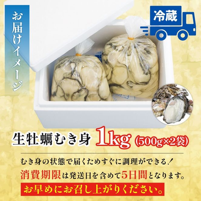 訳あり 生牡蠣 むき身 1kg 500g×2袋 (加熱用) 牡蠣 剥き牡蠣 むき牡蠣 魚貝類 生かき カキ 牡蠣 むき身牡蠣 冷蔵 加熱用 牡蠣フライ 牡蠣飯 鍋 訳アリ 数量限定 期間限定 先行予約 20000円 2万円 三陸産 岩手県 大船渡市 [seikimaru002]
