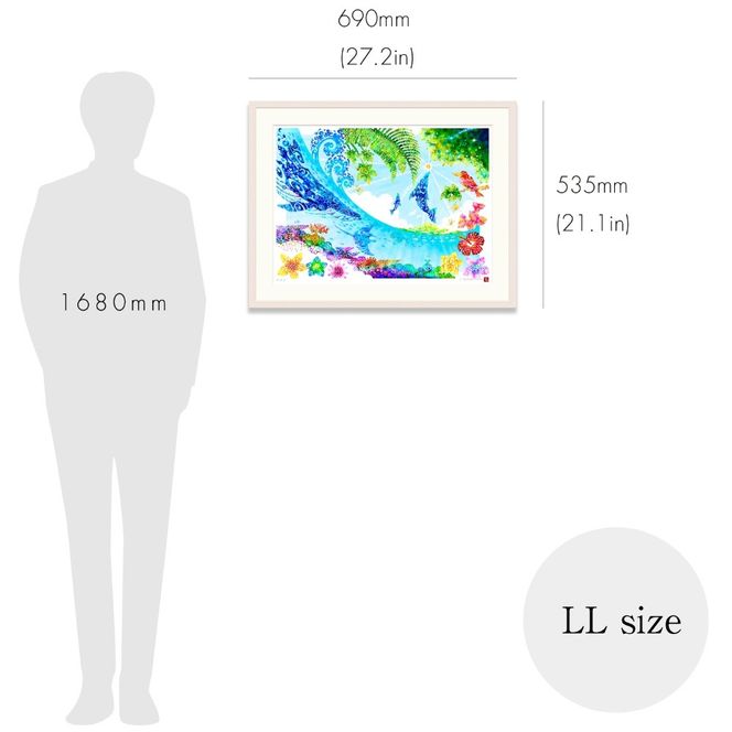 ［琉球イラストレーション］ 与儀勝之 『太陽へ / Catch the Sun』 額装LLサイズ インテリア 雑貨 アート おしゃれ おすすめ 沖縄市 / yogima office[BCAI022]