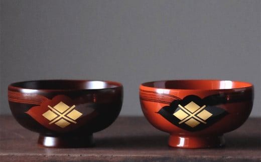 汁椀　花塗り　秀衡一つ雲　2個 / 漆器 お椀 吸い物椀 おわん 食器 ペア 夫婦椀 漆椀 漆塗 うるしぬり 手塗り 木製 伝統工芸品 和 お正月 高級 結婚 新築祝い お祝い 贈答 贈り物 プレゼント ギフト 香典返し お返し おもてなし