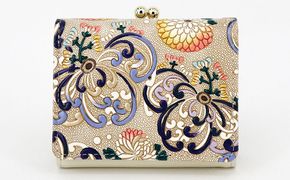 【文庫屋大関】三つ折りミニ財布　乱菊（青紫）【皮革工芸品】 ファッション 小物 民芸品 お札 カード 小銭 手のひらサイズ コンパクト 大人かわいい 牛革 手作り 国産 