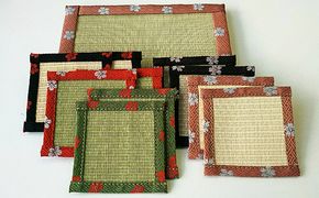 HANA咲く畳コ−スタ−花台ピンクセット 民芸品 工芸品 雑貨 日用品 
