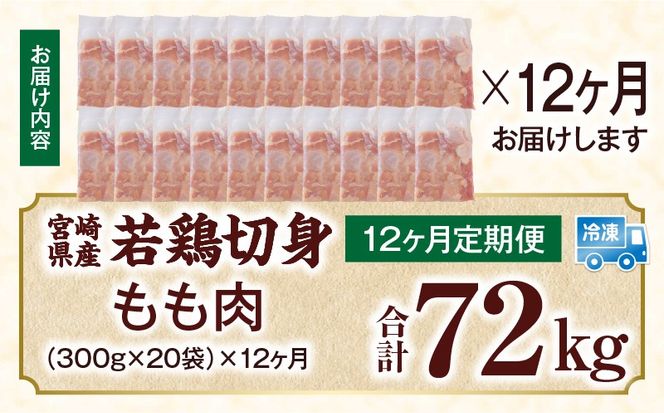宮崎県産 若鶏切身もも肉 6kg（300g×20袋）【12か月定期便】