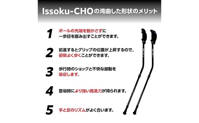 【R17014】ウォーキング Issoku-CHO（1足長） オールブラック 2本セット