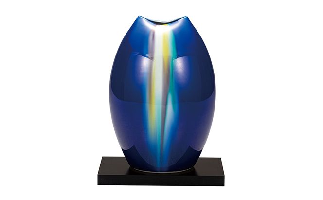 九谷焼　7号花瓶　釉彩（台付）博峰窯 