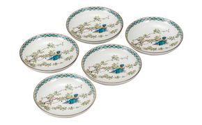 九谷焼　4.2号皿揃　かわせみ （5枚セット）a01 食器 キッチン雑貨 キッチンアイテム 雑貨 小物 お皿 丸皿 食卓 テーブルコーディネート 