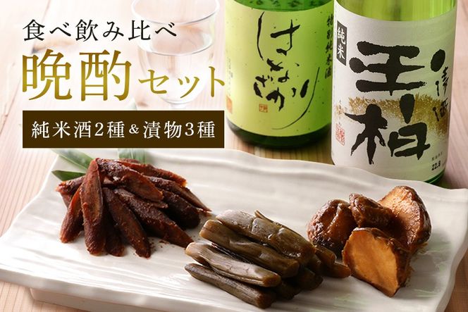 97.食べ比べ！飲み比べ！晩酌セット 日本酒 漬物 地酒 ごぼう 味噌漬け はっしょう芋 粕漬け きゃらぶき