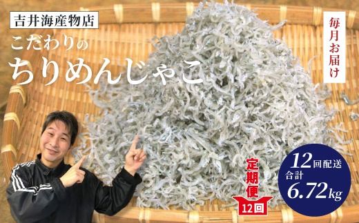 【 12回 定期便 】 土佐黒潮 こだわり の ちりめんじゃこ 560g 合計 6.72kg 毎月届く 冷凍 小分け 便利 無添加 無着色 国産 小魚 魚介 海産物 グルメ お取り寄せ 25-753