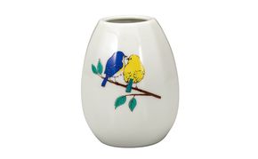 九谷焼　3.5号一輪生　ルリビタキ 