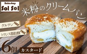 グルテンフリー 米粉クリームパン 6個 カスタード味 H083-026