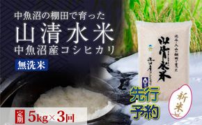 【令和8年産 先行予約】【定期便／全3回】無洗米5kg 新潟県魚沼産コシヒカリ「山清水米」