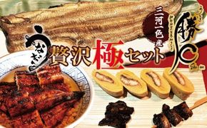 【備長炭で焼く“いい焦がし”】勝〇のぜいたく極セット 珍味うなぎの頭も食べられる 鰻 ウナギ 蒲焼 白焼 肝焼き う巻き かぶと焼き たれ タレ 国産 備長炭 土用 丑の日 冷凍 三河一色産 贅沢 ぜいたく 極み 珍味 H189-023