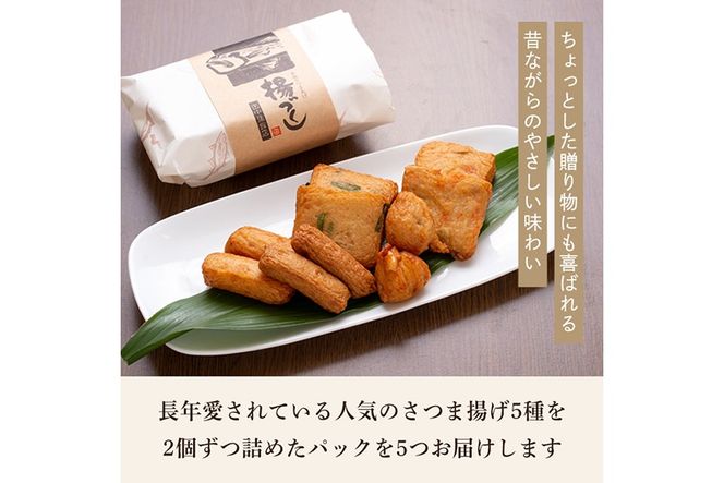 a430 さつま揚げ10本入り5パック詰め合わせ！ 田中かまぼこ店人気の5種類、計50本【田中かまぼこ店】姶良市 さつま揚げ さつまあげ 薩摩揚げ 惣菜 おかず おつまみ