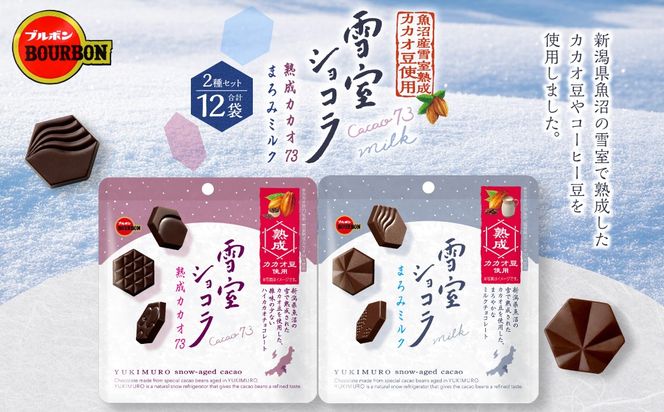 ブルボン「雪室ショコラ」2種セット（熟成カカオ73・まろみミルク）合計12袋　1094009