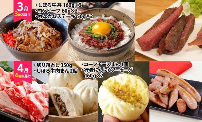 定期便 北海道 全5回 しほろ牛 サーロイン 牛丼 ハンバーグ コンビーフ ソーセージ ジンギスカン 肉まん 焼売 ポテト メンチ コロッケ アイス  送料無料 十勝 士幌町 【L905】