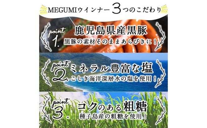 豚の飼養頭数日本一！鹿児島県産黒豚ハムセット1.4kg超！(黒豚手巻ロースハム約700g・黒豚MEGUMIウインナー3種 プレーン・ジンジャー・ガーリック各1P(144g)・黒豚生ハムスライス80g・黒豚炭火焼豚200g) b2-502