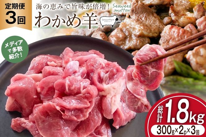 定期便 3回 ラム肉 南三陸 わかめ羊 300g 2p 計 600g [さとうみ羊牧 宮城県 南三陸町] ラム 肉 精肉 ジンギスカン 羊肉 国産 わかめ 焼肉 キャンプ バーベキュー BBQ ふるさと納税 FAK-0392