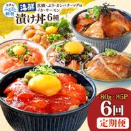 漬け丼6種セット 真鯛・ブリ・カンパチ・マグロ・サーモン・イカ 1食80g×各5P 6回定期便 タイ 鰤 鮪 海鮮丼 刺身 海鮮 魚介 魚 お茶漬け 炊き込みご飯 惣菜 おかず 冷凍 配送