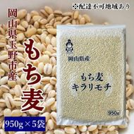 お米 もち麦 米 【通年出荷】岡山県玉野市産 もち麦 キラリモチ 950g×5袋 