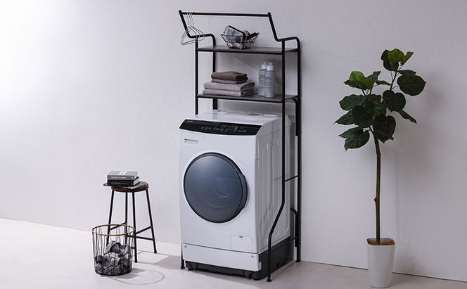 ランドリーラック スタイルランドリーラック ハンガーバー付き ブラック アイリスオーヤマ HSLR-695R縦型 おしゃれ ラック 洗濯機上収納 洗濯ラック 洗濯 洗面所 ランドリー ランドリー収納 可動棚 スリム 収納 インテリア 