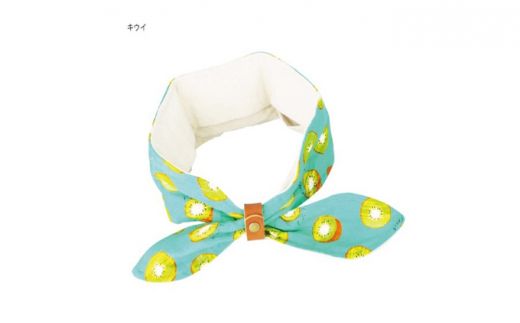 コットン100％保冷剤付きクールスカーフ【本革スカーフリング付属】キウイ