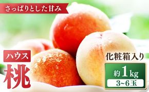 【2025年5月下旬〜順次発送】特別栽培ハウス桃 約1kg（3～6玉）化粧箱 / 桃 もも モモ ピーチ 1kg デザート 旬 フルーツ 柔らかい 果物 / 南島原市 / ふくはちファーム [SBS005]