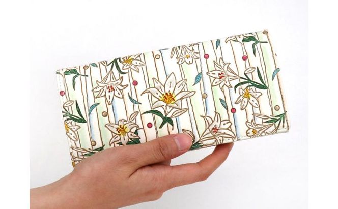 【文庫屋大関】束入れ ホワイトリリー【皮革工芸品】 財布 お札 お札入れ 長財布 カード 小銭 牛革 手作り 日本製 墨田区 東京都