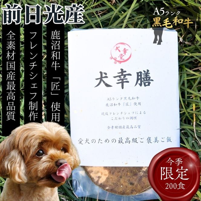犬幸膳 1食分（200g）A5ランク黒毛和牛を使用したフレンチシェフ制作の最高級ドッグフード | ペットフード ドッグフード ペット おやつ 鹿沼市
